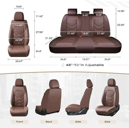 Coverado Car Seat Covers Front Seat, Coffee Front Seat Covers, Leather Seat Cover for Car, Waterproof Car Seat Protector, Automotive Seat Cover, Car Seat Cushion Universal Fit for Most Sedan SUV Truck