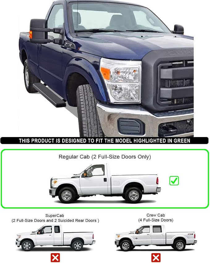 APS Running Boards (Nerf Bars Side Steps Step Bars) Compatible with Ford F250 F350 Super Duty 1999-2016 Regular Cab (Stainless Steel Black Powder Coated 6 inches)