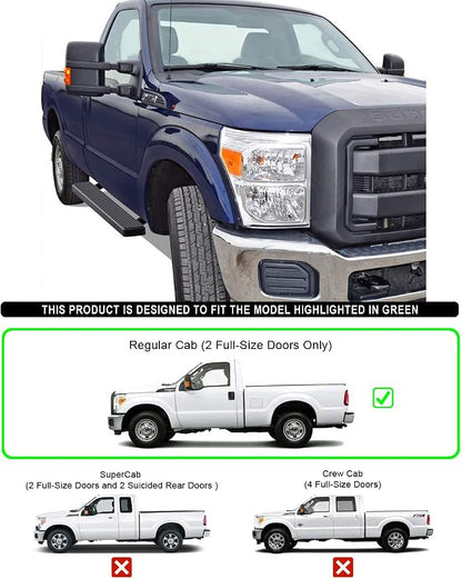APS Running Boards (Nerf Bars Side Steps Step Bars) Compatible with Ford F250 F350 Super Duty 1999-2016 Regular Cab (Stainless Steel Black Powder Coated 6 inches)