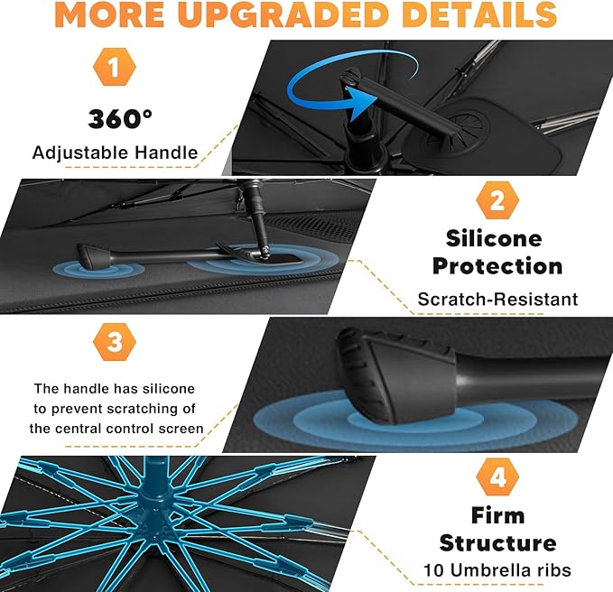 KUST Sun Shade Umbrella for Ford Bronco Sport 2021-2026 (Only fits for Bronco Sport) | Custom Fit Windshield Sunshade | Foldable Sunshade with Bendable Handle | Blocks Heat & UV Rays