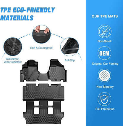 Nilight TPE Floor Mats for Honda Odyssey 2011 2012 2013 2014 2015 2016 2017 All Weather Custom Fit Heavy Duty Floor Liners