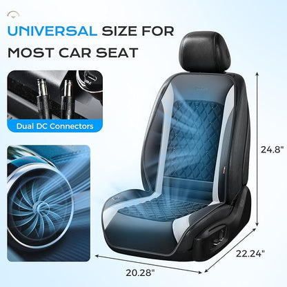 Coverado Upgraded Cooling Car Seat Cushion 8 Turbo Fans 12V-24V Ventilated Cooling Seat Cover 3 Adjustable Wind Speeds Long Lasting Coolness Summer Driving Universal Fit for Car SUV Truck Gray