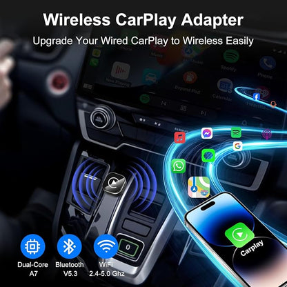 Wireless CarPlay & Android Auto Adapter: 2026 Upgraded Mini Plug & Play CarPlay Dongle - Convert Wired to Wireless - Fast Stable Connection, No Delay for for iOS 10+ & Android 11+, 2017+ Cars