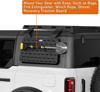 Hooke Road Bronco Rear Window Exterior Storage Molle Panel Kit Compatible with Hooke Road Roof Rack for 2021-2026 Ford Bronco Hardtop 4-Door