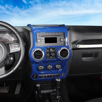 RT-TCZ for Jeep JK Blue Dash Accents Radio A/C Controls Cover Trim for Jeep Wrangler JK JKU 2011-2017 ABS Interior Accessories 2pcs