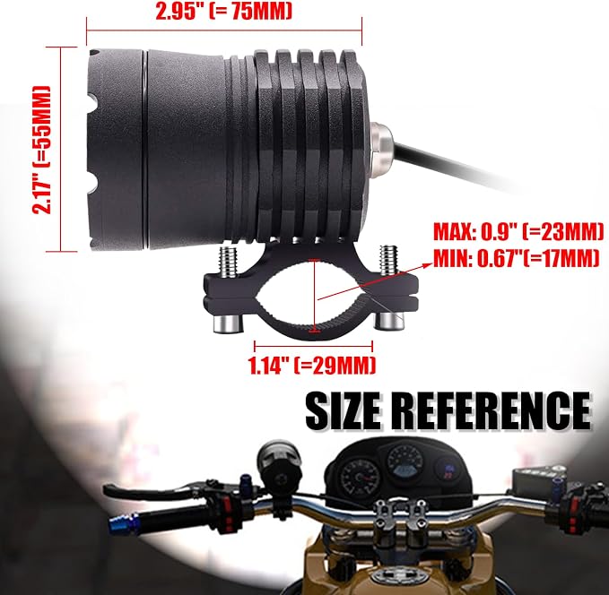 Motorcycle Driving Light 12-60V 40W 3600LM LED Fog Light for ATV UTV Bike Car Truck Boat Forklift Waterproof LED Spotlight with 6 Light Beads High Low Strobe Beam Switch Universal (Black 1)
