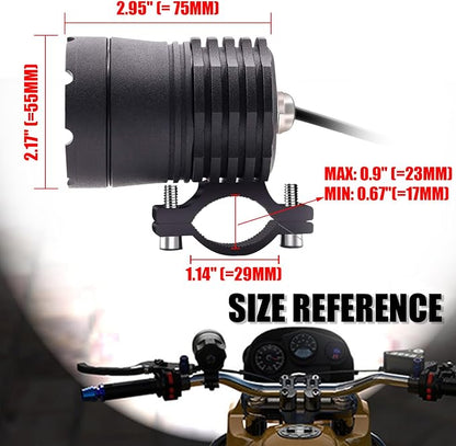 Motorcycle Driving Light 12-60V 40W 3600LM LED Fog Light for ATV UTV Bike Car Truck Boat Forklift Waterproof LED Spotlight with 6 Light Beads High Low Strobe Beam Switch Universal (Black 1)