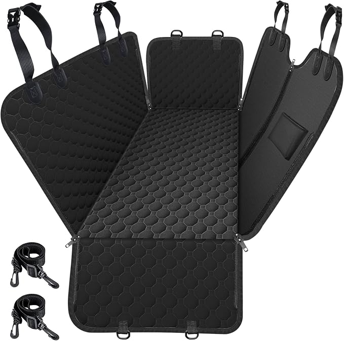 Mancro Dog Hammock for Car, 2026 Upgraded 600D Heavy Duty Waterproof & Scratch-Resistant Dog Car Seat Cover, Back Seat Pet Cover for Dogs with Sedan, Trucks and SUVs, Standard, Black All