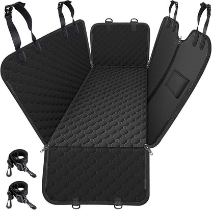 Mancro Dog Hammock for Car, 2026 Upgraded 600D Heavy Duty Waterproof & Scratch-Resistant Dog Car Seat Cover, Back Seat Pet Cover for Dogs with Sedan, Trucks and SUVs, Standard, Black All