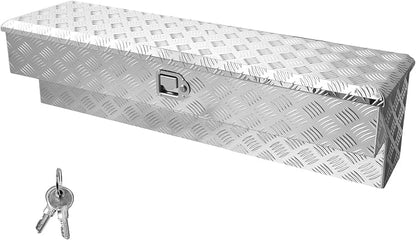 VEVOR Truck Bed Tool Box, Heavy Duty Aluminum Tool Box with Tread Patterns, Storage Toolbox Chest Organizer with Lock and Key, Ideal for Pickup, Truck Bed, RV, Trailer, 48 x 13.4 x 13 in, Silver