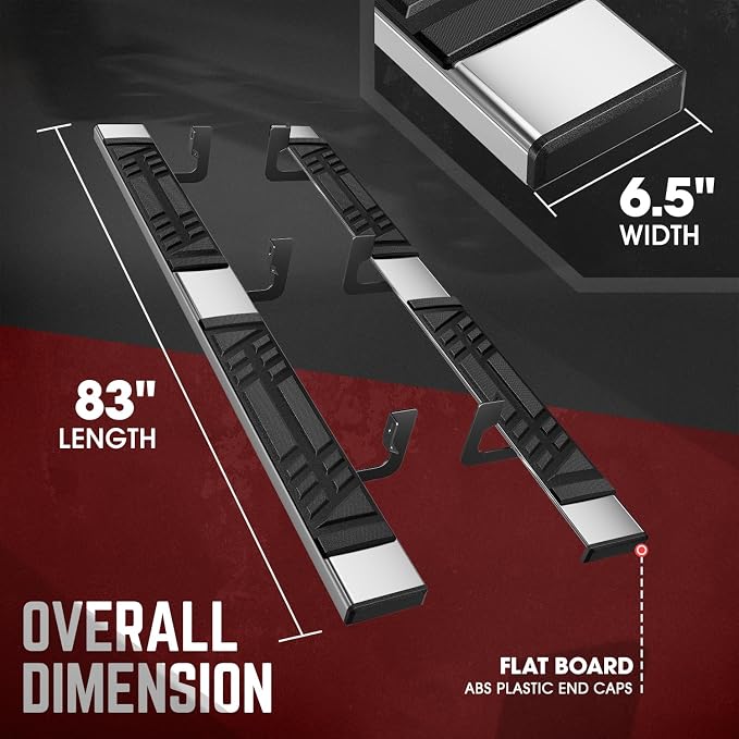 DNA Motoring 6.5" Flat Running Boards Side Step Nerf Rails Bars Compatible with 2004-2014 Ford F150, 2006-2008 Mark LT, Fits Crew Cab Models, STEPB-U-F15004-T1-C