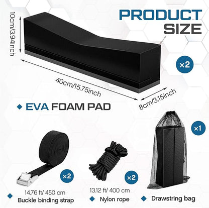Universal Rack-Free Kayak Carrier Kit for Car Roof, 15.75" Foam Blocks with Tie Down Straps, Car Top Canoe Carrier for Kayak Canoe Surfboard Transport