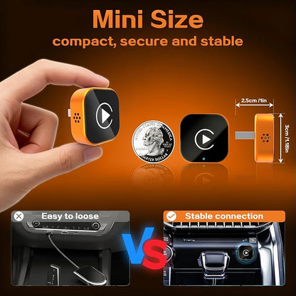 2026 Wireless CarPlay Adapter for iPhone,2 in 1 for Apple Carplay and Android Auto Adapter,Mini carplay Wireless Adapter Convert Wired to Wireless, Plug & Play, USB to USB-C/Type-C (Orange)