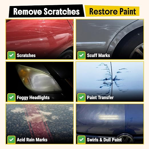Carfidant Scratch and Swirl Remover - Car Scratch Remover for Vehicles Paint - Polishing Compound for Cars - Paint Restorer Kit with Pad, Microfiber and Sanding Block