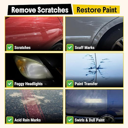 Carfidant Scratch and Swirl Remover - Car Scratch Remover for Vehicles Paint - Polishing Compound for Cars - Paint Restorer Kit with Pad, Microfiber and Sanding Block