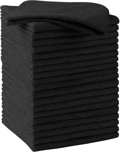 HOMEXCEL Black Microfiber Cleaning Cloths, 20 Pack Cleaning Rags - Lint Free & Scratch-Free Microfiber Towels for Cars, House & Kitchen, Absorbent Cleaning Towels, 11.5 x 11.5 Inch