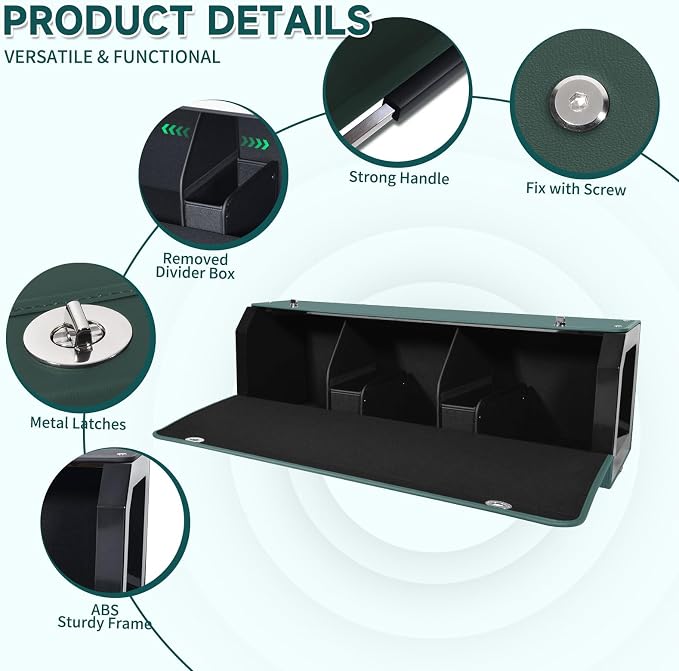 Car Trunk Organizer Sturdy Car Storage Organizer with Lid and Push-pull Handle Collapsible Leather Cargo Organizer for Suv, Truck, Sedan, Van (Green, 40.5 x 11.4 x 12.2in)