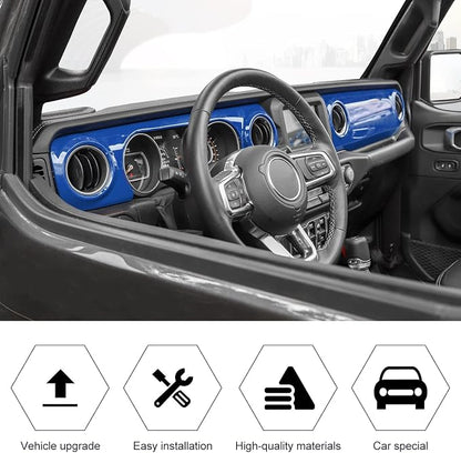 RT-TCZ Center Console Trim Cover Dashboard Control Panel Cover Decorative Interior Accessories for Jeep Wrangler JL JLU & Gladiator JT 2018-2022,Blue
