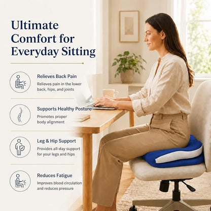 Memory Foam Seat Car Computer Desk Chair Cushion，Cushion For Tailbone Pain Relief Cushion Office Chair Butt Pillow Seat Cushions For Office Chairs Wheelchair Cushion For Long Sitting Back Pain Blue