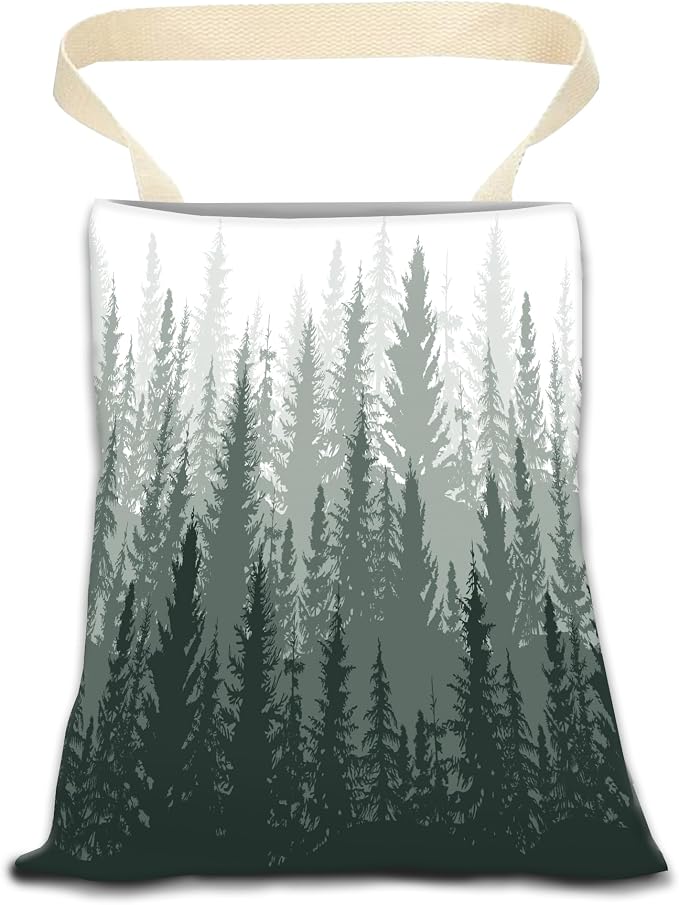 Hanging Car Trash Can Bag - Forest Mountain Design, Back Seat Organizer for Travel, Camping, Vehicle Accessories