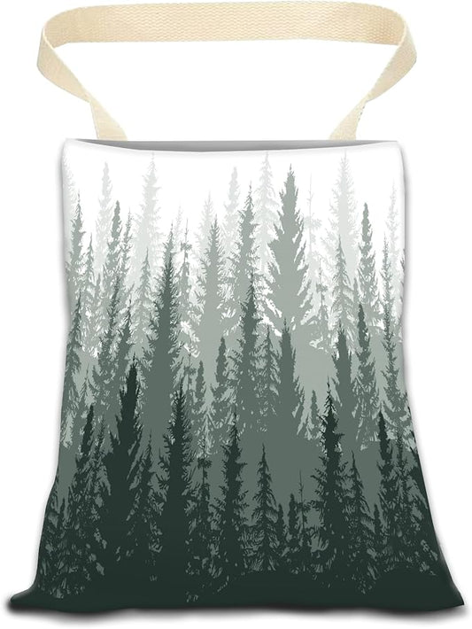 Hanging Car Trash Can Bag - Forest Mountain Design, Back Seat Organizer for Travel, Camping, Vehicle Accessories