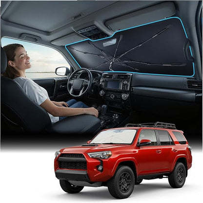 Nmoiss Windshield Sun Shade Umbrella Custom Fit for Toyota 4Runner 2010-2026 Accessories, [Vinyl Coating Heat Shield] Protect Car from Sun Rays & Heat Damage Keep Cool and Protect Interior