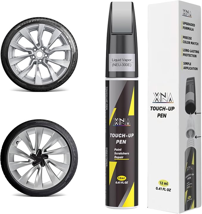 Rim Touch Up Paint(Liquid Vapor(NEU-300E)) for Tesla Model 3 19"Nova Wheel/2025 Model Y 20"Helix 2.0 Wheel, 2 in 1 Car Wheel Scratch Repair Kit, Quick & Easy Remover Curb Rash (Not for 2026+ model Y Helix Wheel)