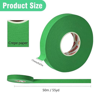 4 Pack Masking Tape 17mm×50m Automotive Refinish Masking Tape Heat Resistant Green Painters Tape for Car Edges Repair Packaging Masking