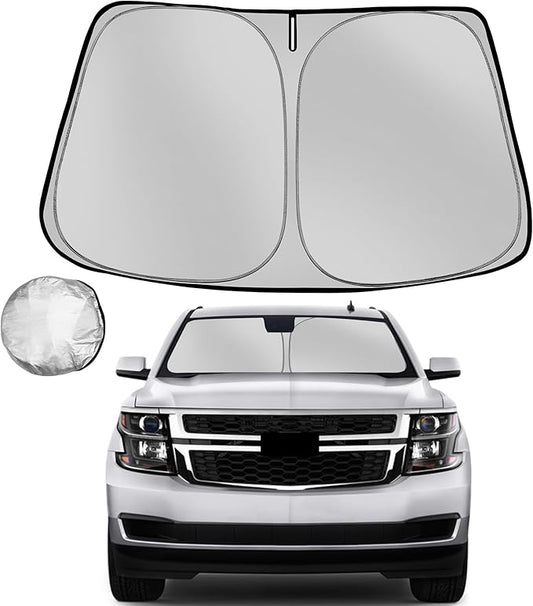 Windshield Sun Shade for 2015-2020 Che-vrolet/Chevy Tahoe Foldable Sun Sunshade for Car Front Window Blocks UV Rays and Heat Automotive Interior Protector Custom Fit Accessories