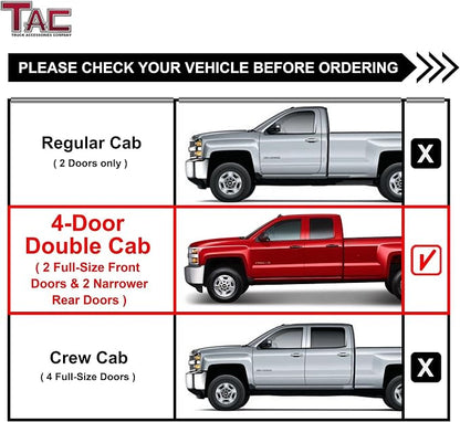 TAC Side Steps Fit Chevy Silverado/GMC Sierra 1999-2018 1500 & 1999-2019 2500/3500 Extended/Double Cab (Exclude C/K Classic) 3" Stainless Steel Side Bars Nerf Bars Step Rails Running Boards 2 Pieces