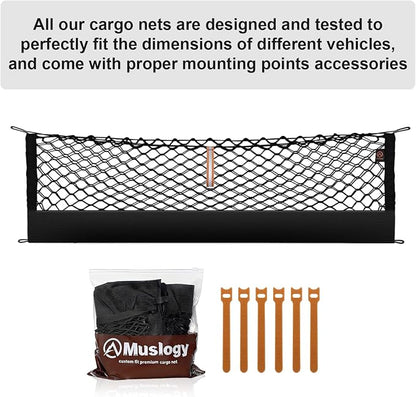 Muslogy Truck Bed Cargo Net Trunk Netting Compatible with 2018-2025 2026 Toyota Camry Accessories, Pickup Cargo Organizer SUV Sedan Storage Net w/Heavy Duty Carabiners