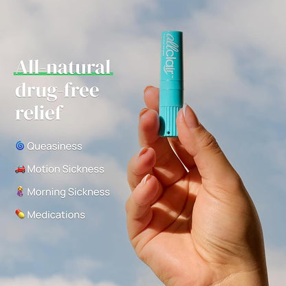 Allclair Nausea Relief Inhaler for Motion & Morning Sickness – Fast-Acting, Non-Drowsy, Natural Alternative to Pills & Patches, Travel Essential (3 Inhalers)