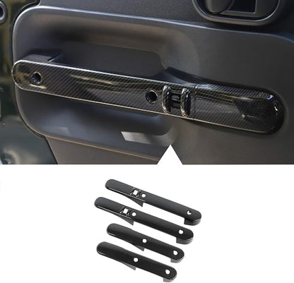 JeCar Car Inner Door Grab Handle Decor Frame Cover Trim for 2007-2010 Jeep Wrangler JKU 4-Door (Carbon Fiber Grain)