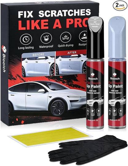 Sonic Silver Metallic 45P for Mazda Touch Up Paint Kit with 2K Clear Coat,Exact Color Match Touch Up Paint for Chip and Scratch Repair