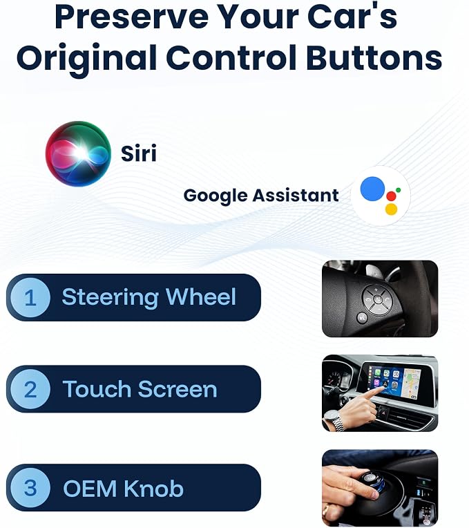 Wireless Apple CarPlay for iPhone & Android Auto Adapter for Android | 2-in-1 | Instantly Converts Wired to Wireless | Plug & Play | No Latency | Mini Size | USB Type-A & USB-C Extension