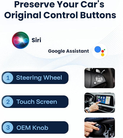 Wireless Apple CarPlay for iPhone & Android Auto Adapter for Android | 2-in-1 | Instantly Converts Wired to Wireless | Plug & Play | No Latency | Mini Size | USB Type-A & USB-C Extension