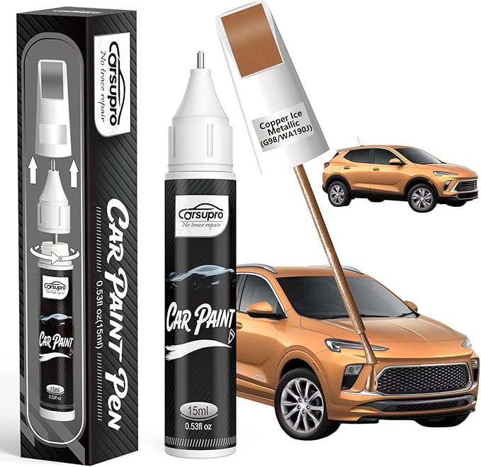 Copper Ice Metallic(G98/WA190J) for Buick Touch Up Paint Pen, 2 in 1 Car Scratch Remover with Pen Tip and Brush, Precise Color Match for Car Paint Scratch Repair, Quickly and Easily Fix Chips and Nicks