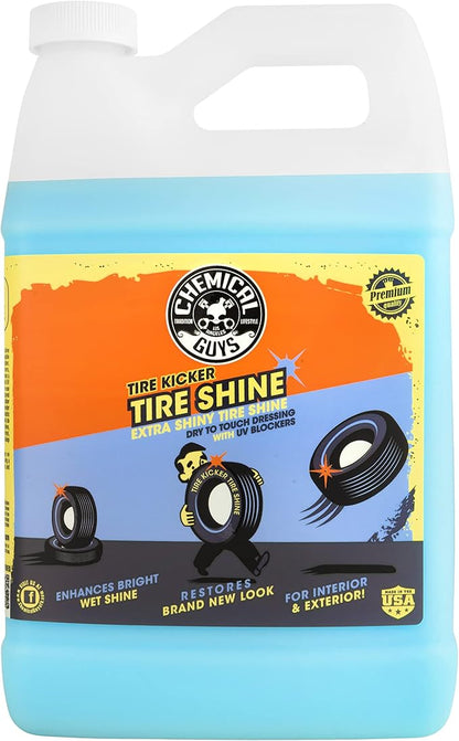 Chemical Guys Tire Kicker Sprayable Extra Glossy Tire Shine Spray, Dry-to-Touch Dressing - Restores Wet Look to Rubber, Vinyl, and Plastic, Safe for Cars, Trucks, Motorcycles, RVs, and More - 128 oz
