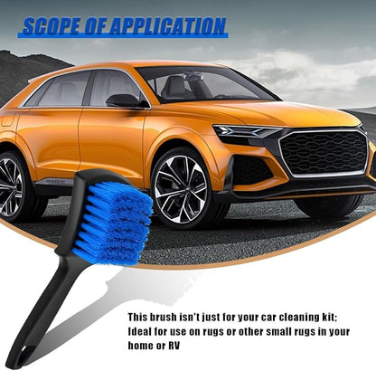 ZIMISI 8.3×2.5 Inch Car Wash Brush, Soft Bristle Short Handle Carpet Cleaning Brush, Scrub Brush for Floor Mats, Tires, Automotive Wheel Bushes for Vehicle Interior & Home (Blue)