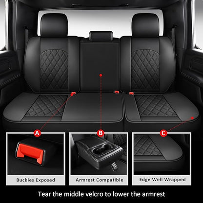 MIROZO Dodge Ram Seat Covers Full Set,Waterproof Car Seat Cover Fits for 2009-2026 Ram 1500/2500/3500 Crew Quad Regular Cab,Heavy Duty Protection Pickup Cushions with Split Flat Bench 40/60,Black
