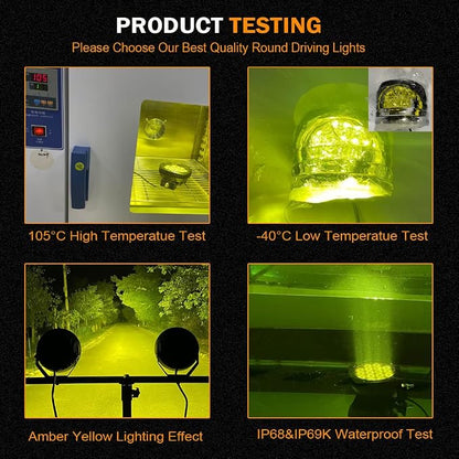BIGLION.X 5Inch 160W Round Offroad Lights 18800LM LED Amber Fog Lights Yellow Driving Light Bar Off Road Spot Light Pods With Wiring Harness IP69K for Car Trucks SUV