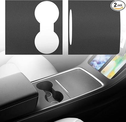 Farmogo Center Console Wrap Kit Matte Black Console Cover Interior Decoration Wrap Kit Compatible with Tesla 2021-2025 Model Y & 2021-2023 Model 3 Accessories (Black)