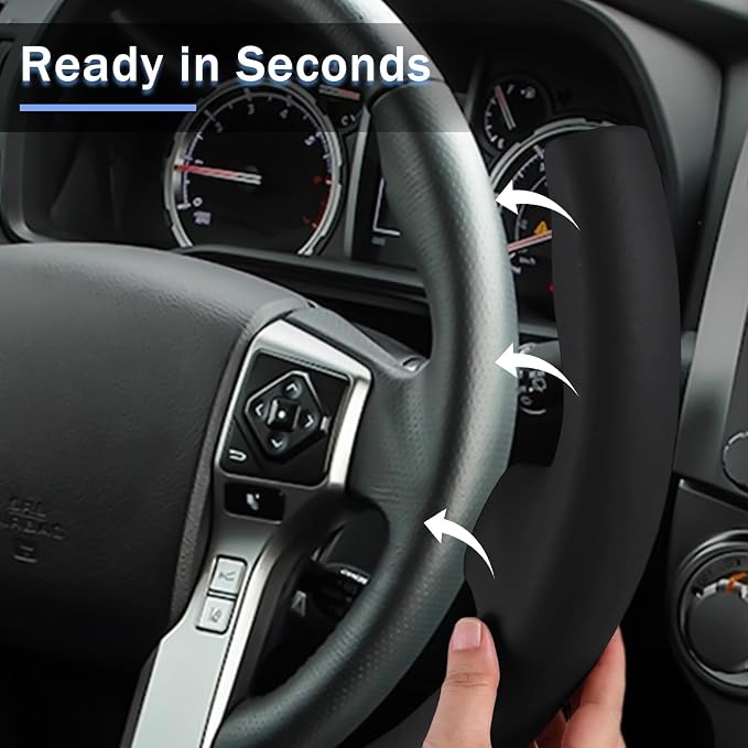 Fit for Tacoma(2012-2023) Steering Wheel Cover, Steering Wheel Cover for Toyota 4Runner(2010-2024) Tundra(2014-2021) Sequoia(2014-2022) Accessories (Black)