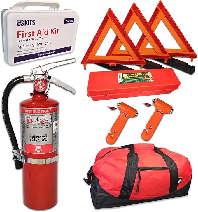 NEMT and DOT Compliant Kit - Caregiver Transportation Kit for Wheelchair Accessible Vans, Busses and Shuttles, with Two Window Breaker Hammers for Easier Emergency Evacuation!