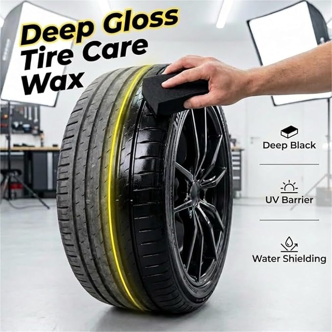 New 2026 Car Tire Ceramic - Powerful Wheel Cleaning Refurbish Wax, Tyre Nourish Cream, Tire Wax for Ultimate Wheel Protection, Restores Black Gloss, Blocks UV(Black 1PCS)