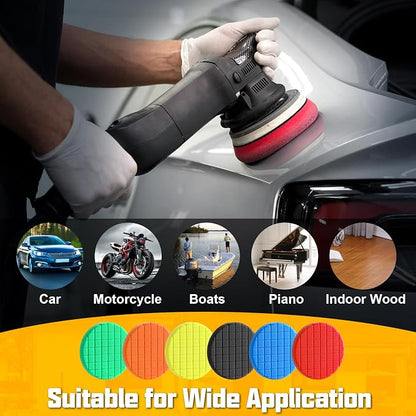 Foam Buffing Pads 6.5 Inch, 3Pcs Red Waxing Polishing Pad Set for Car Paint Gloss, Sealing Glaze and Detailing