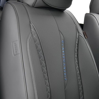 Coverado Car Seat Cover Front Seat, Gray Seat Covers Front Seats, Nappa Leather Waterproof, Car Seat Cushion, Car Seat Protector Universal Fit Most Cars