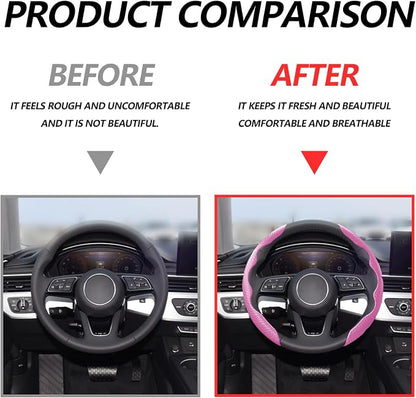 2pcs Universal Fit Carbon Fiber Steering Wheel Cover, Anti-Skid Steering Wheel Cover/Segmented Steering Wheel Protector/Car Interior Accessories (Plik)