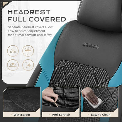 Coverado Car Seat Covers, Seat Covers Full Set, 5 Seats Automotive Seat Cover, Mesh Breathable Seat Protectors, Universal Fit for Most Cars