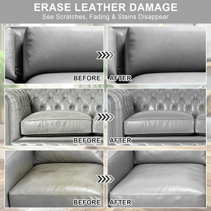 STARTSO WORLD Gray Leather Recoloring Balm, Leather Repair Kit for Furniture,Couches & Car Seats, Leather Paint, Leather Color Restorer, Leather Scratch Remover